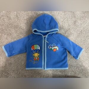 Hanna Andersson Jacket 3-6 months vintage look Plane monkey zip up hooded jacket